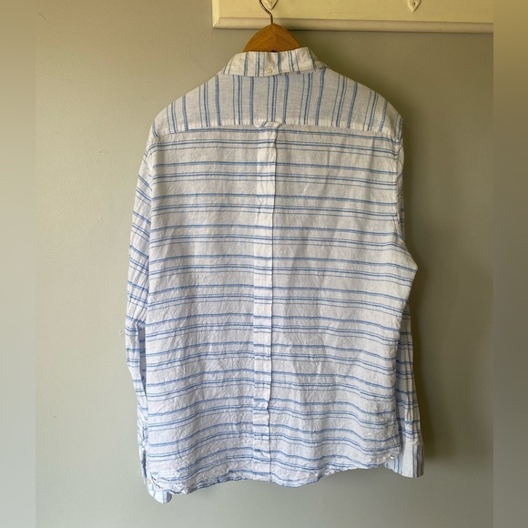 Ben Sherman men's casual blue and white coastal button down long sleeve shirt - Picture 9 of 9